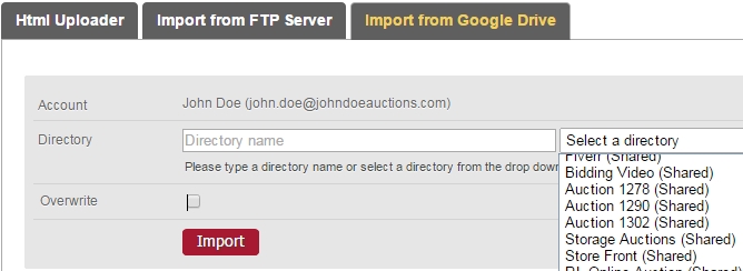 Google Drive Image Import Options