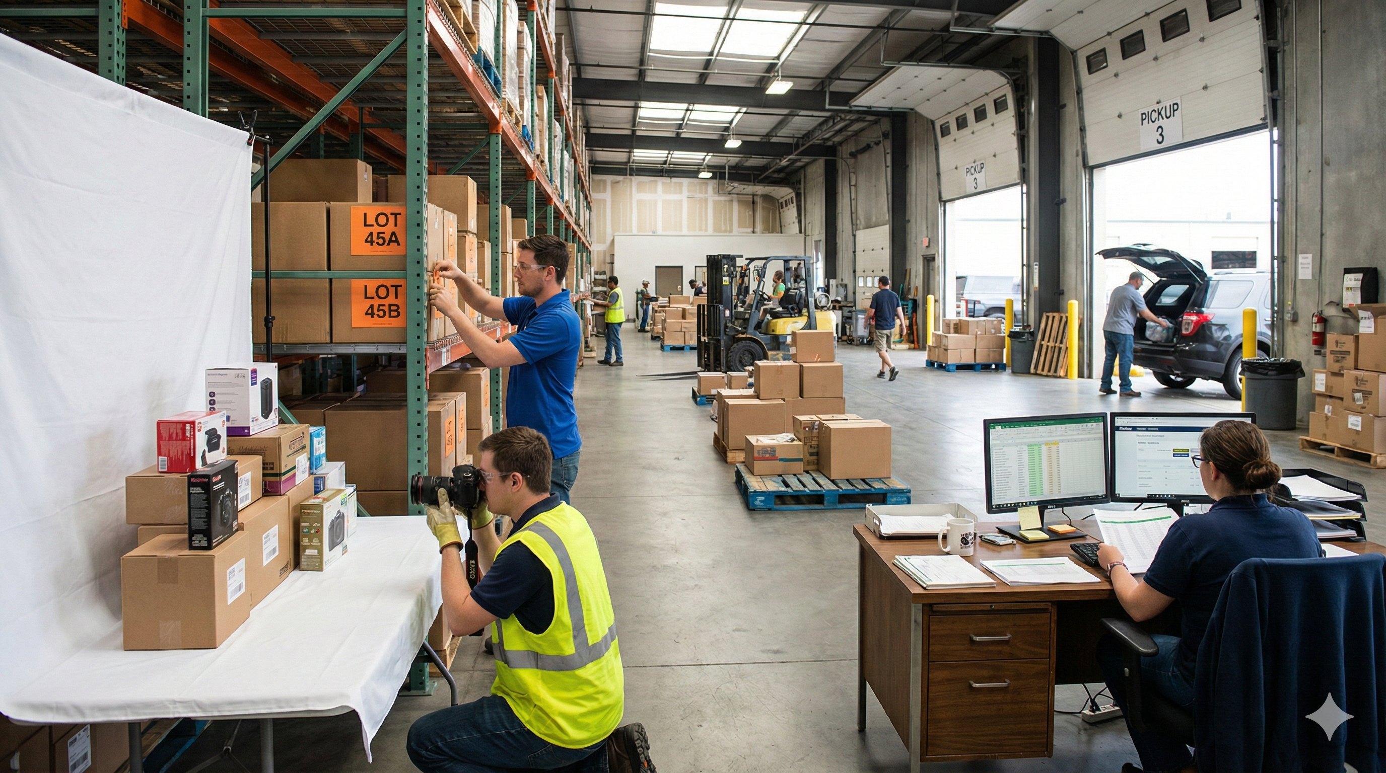 warehouse liquidation auction scene