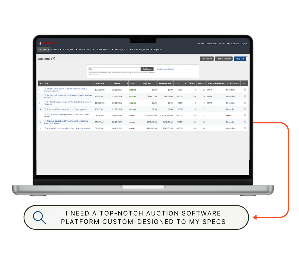 custom auction software development services
