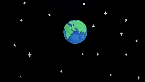 Earth globe spinning in space with stars twinkling in the black background