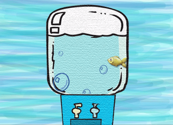 fish in a water cooler
